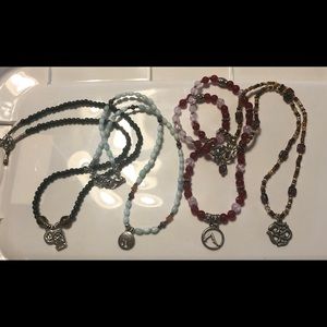 LOT 4 yoga necklaces handcrafted OM Down Dog stone